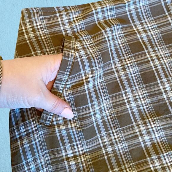 90s vintage brown and blue plaid mini skort - Picture 2 of 11